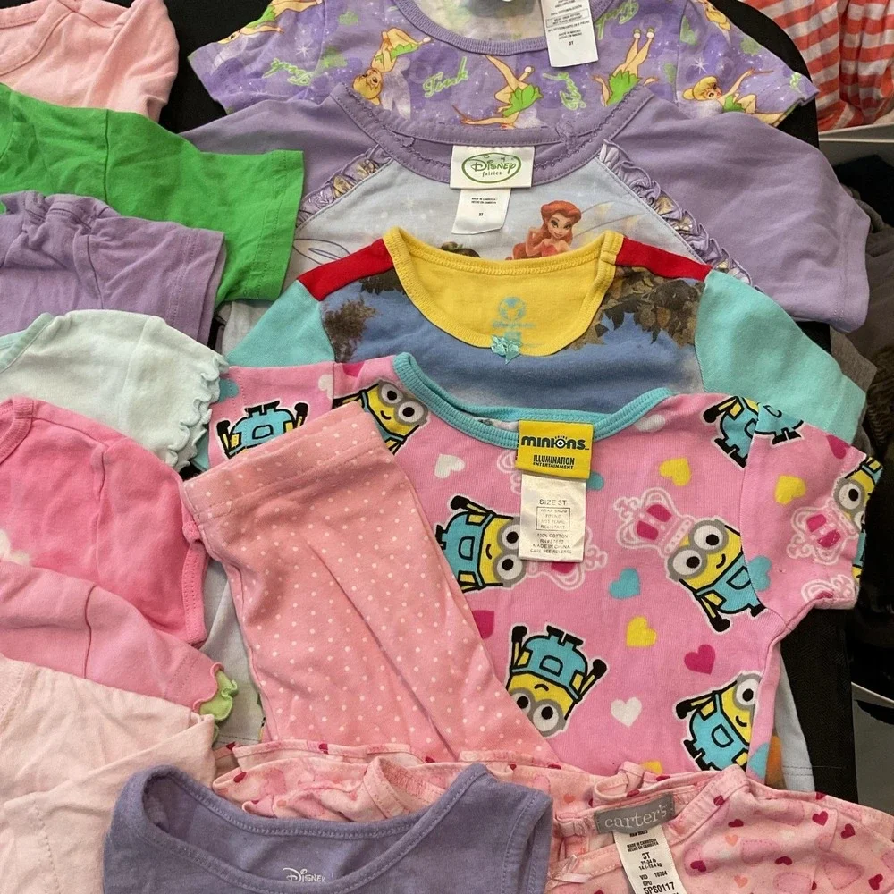 Mixed Brands 25pc Clothes Lot Girls 3T Tops Jeans Skirts Disney Ariel Minions